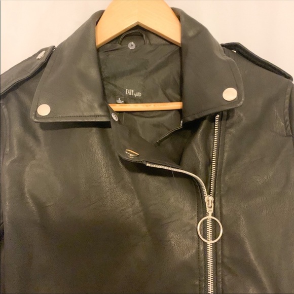 NWT! LEATHER Black Motorcycle Jacket- LOOP ZIPPERS! Sz L - Picture 2 of 10